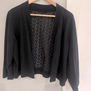 Black 3/4 Length Sleeve Topper with Lace Back - Size XL